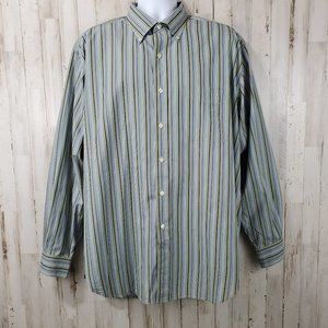5/$25 Austin Reed Men's Button Down Shirt XL Green Blue I4